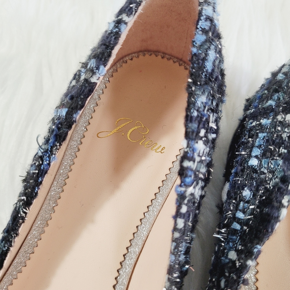 J. Crew Poppy tweed glitter bow flats 7.5 - Picture 7 of 9